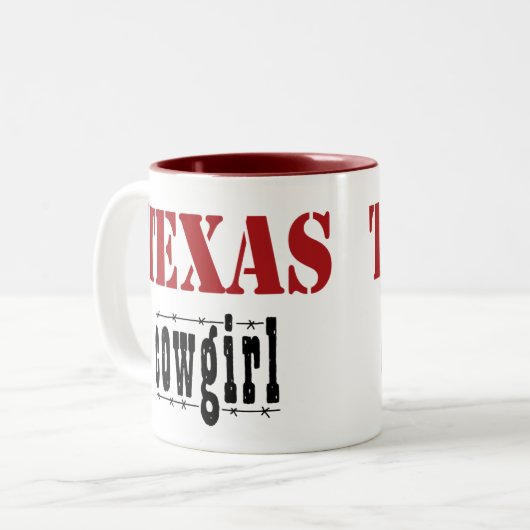 Texas-Cowgirl-Tasse Zweifarbige Tasse (Vorderseite Links)