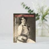 Texas Cowgirl Weihnachtsgrüße Feiertagspostkarte (Stehend Vorderseite)