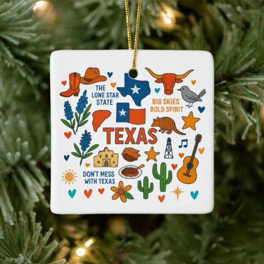 Texas Custom Family Trip Weihnachten Keramikornament (Baum)
