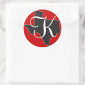 Texas Custom Monogram Initial auf Staat Kontur Runder Aufkleber (Tasche)