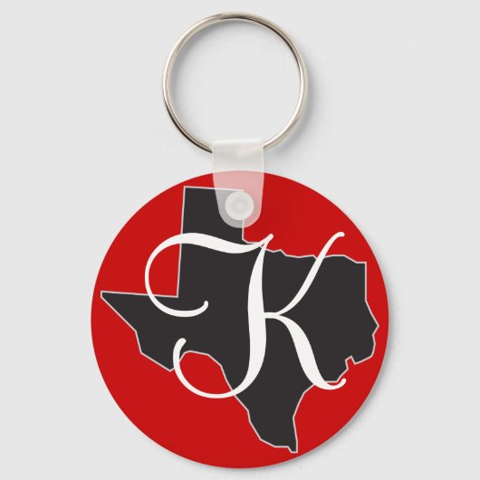 Texas Custom Monogram Initial auf Staat Kontur Schlüsselanhänger (Vorderseite)