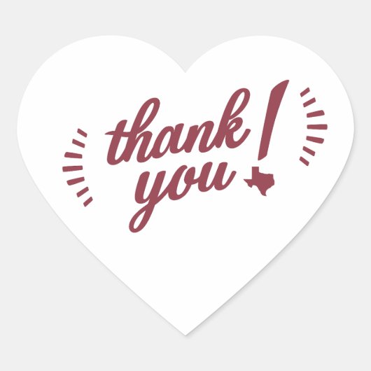 Texas Danke, Maroon Herz-Aufkleber (Vorderseite)
