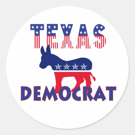 Texas-Demokrat Runder Aufkleber (Vorderseite)