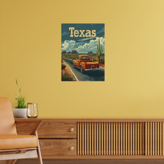Texas Desert Vintage Car Poster (Wohnzimmer 2)