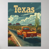 Texas Desert Vintage Car Poster (Vorne)