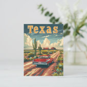 Texas Desert Vintage Car Postkarte (Stehend Vorderseite)
