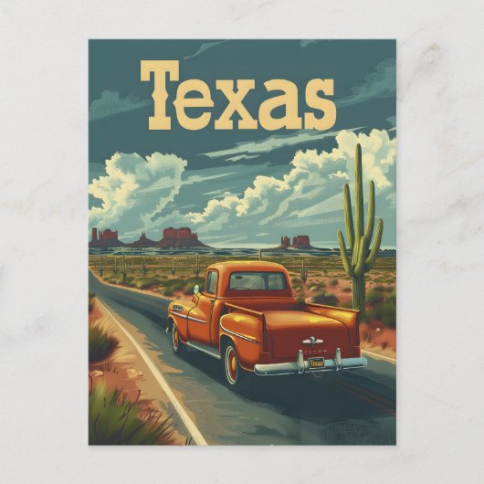 Texas Desert Vintage Car Postkarte (Vorderseite)