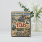 Texas Echtes Vintage-Style Postkarte (Stehend Vorderseite)
