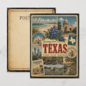 Texas Echtes Vintage-Style Postkarte (Vorne/Hinten)
