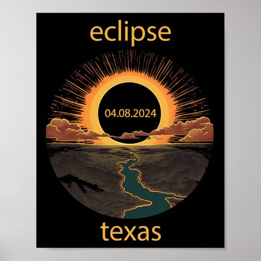 Texas Eclipse April 8 2024 04.08.2024 Texas Solar Poster (Vorne)