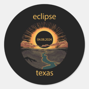 Texas Eclipse April 8 2024 04.08.2024 Texas Solar Runder Aufkleber