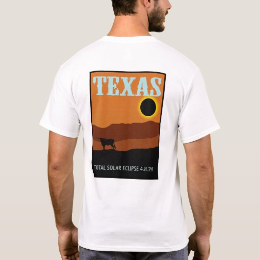 Texas Eclipse Travel Poster auf zwei Seiten T-Shirt (Rückseite)