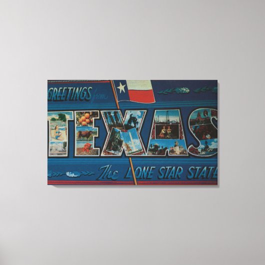 Texas (einstündige Flagge)Große Buchstabenszenen Leinwanddruck (Vorderseite)