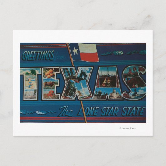 Texas (einstündige Flagge)Große Buchstabenszenen Postkarte (Vorderseite)