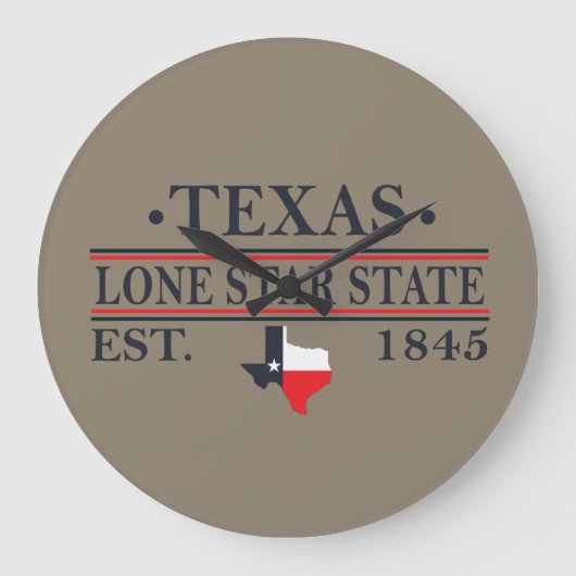 Texas Fahne Karte des einstündigen Staat Große Wanduhr (Vorderseite)