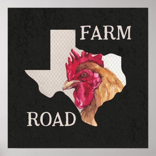 Texas Farm Road Chicken Poster (Vorne)
