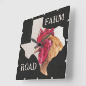 Texas Farm Road Chicken Quadratische Wanduhr (Winkel)