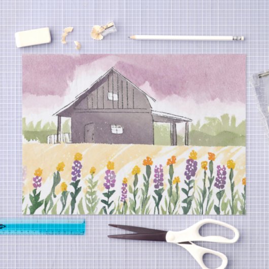 Texas Farm Wildblumen Entpacken Handgezeichnet Seidenpapier (Handwerk)