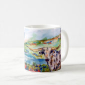 Texas Field Bluebonnets & Longhorn Wasserfarben Kaffeetasse (VorderseiteRechts)