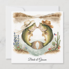 Texas Fishing Wedding Invitation Cowboy Hat Bass  Einladung