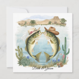 Texas Fishing Wedding Invitation Cowboy Hat Bass  Einladung