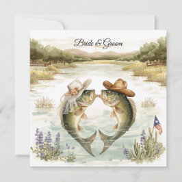 Texas Fishing Wedding Invitation Cowboy Hat Bass  Einladung
