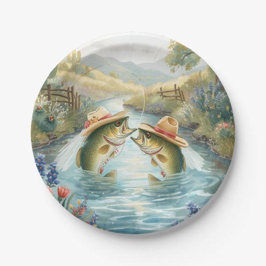Texas Fishing Wedding  Pappteller (Vorderseite)
