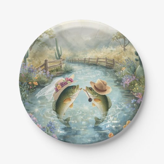 Texas Fishing Wedding  Pappteller (Vorderseite)