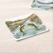 Texas Fishing Wedding  Rechteckiger Pappuntersetzer (angewinkelt)