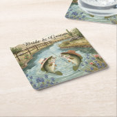 Texas Fishing Wedding Rechteckiger Pappuntersetzer (angewinkelt)