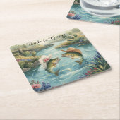 Texas Fishing Wedding  Rechteckiger Pappuntersetzer (angewinkelt)