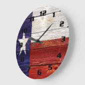 Texas-Flag auf rustikaler Holzstruktur Große Wanduhr (Winkel)