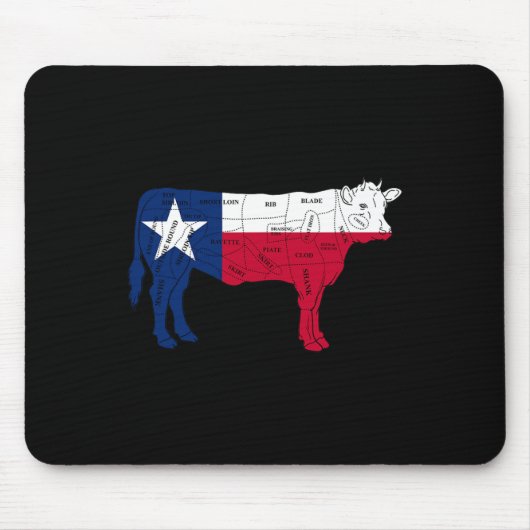 Texas Flag Bbq Rindfleisch Metzger Schnitte Rbecue Mousepad (Vorne)