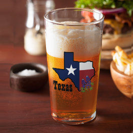 Texas Flag & Blume Bluebonnet mit Individuelle Nam Glas