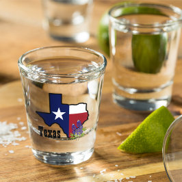Texas Flag & Blume Bluebonnet mit Individuelle Nam Schnapsglas