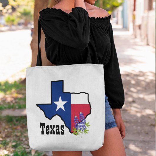 Texas Flag & Blume Bluebonnet mit Individuelle Nam Tasche