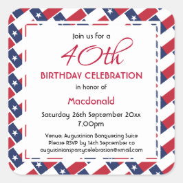 TEXAS FLAG Custom Geburtstagsfeier Texan Quadratischer Aufkleber