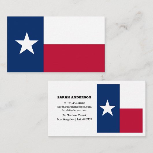 Texas Flag Elegante Business Cards / USA Visitenkarte (Vorne/Hinten)