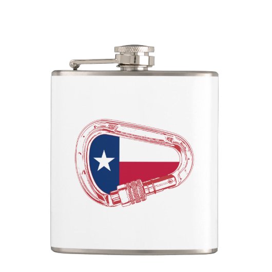 Texas Flag Kletterer Carabiner Flachmann (Vorderseite)