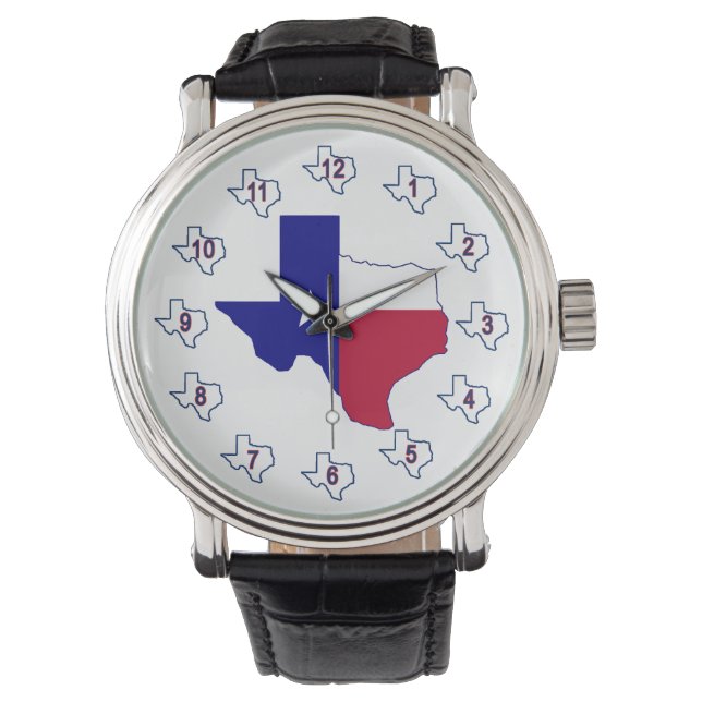 Texas Flag Map Armbanduhr (Vorderseite)