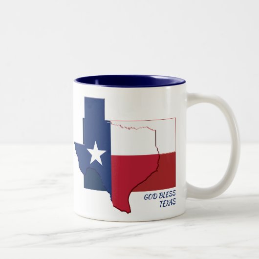 TEXAS FLAG MAP Gott segne angepasste Schrift Zweifarbige Tasse (Rechts)