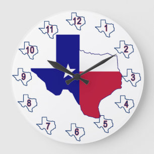 Texas Flag Map Große Wanduhr