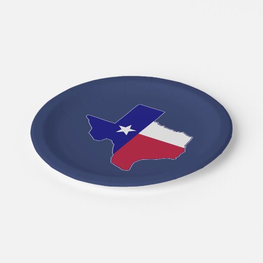 Texas Flag Map Pappteller (Schrägansicht)