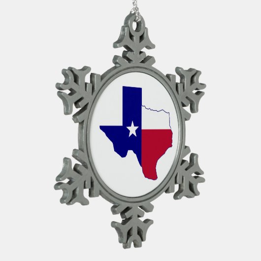 Texas Flag Map Schneeflocken Zinn-Ornament (Links)