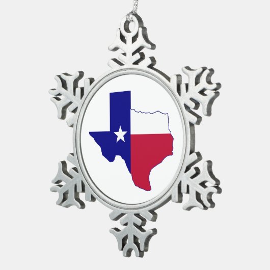 Texas Flag Map Schneeflocken Zinn-Ornament (Rechts)