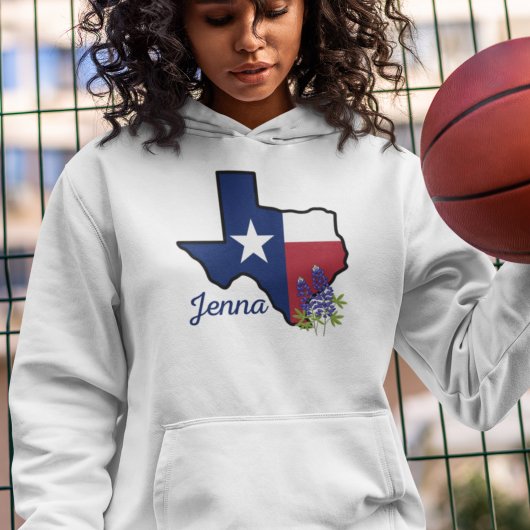 Texas-Flag mit Staat Blume Bluebonnet Custom Hoodie