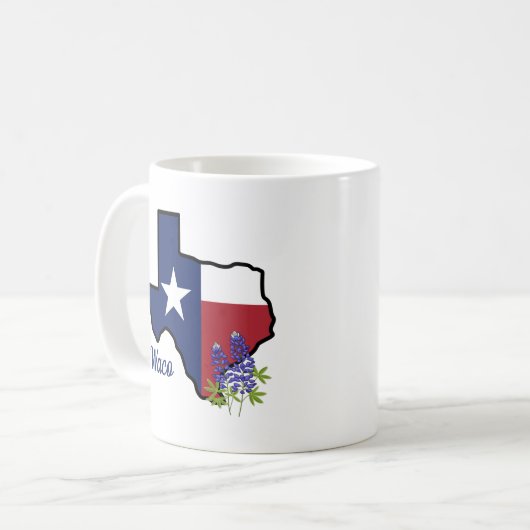 Texas-Flag mit Staat Blume Bluebonnet Custom Kaffeetasse (Vorderseite Links)