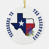 Texas-Flag mit Staat Blume Bluebonnet Custom Keramik Ornament (Vorne)