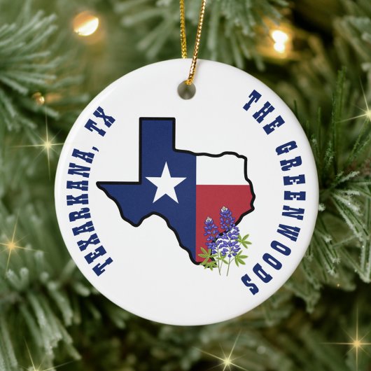 Texas-Flag mit Staat Blume Bluebonnet Custom Keramik Ornament