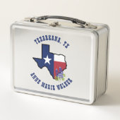 Texas-Flag mit Staat Blume Bluebonnet Custom Metall Brotdose (Vorderseite)